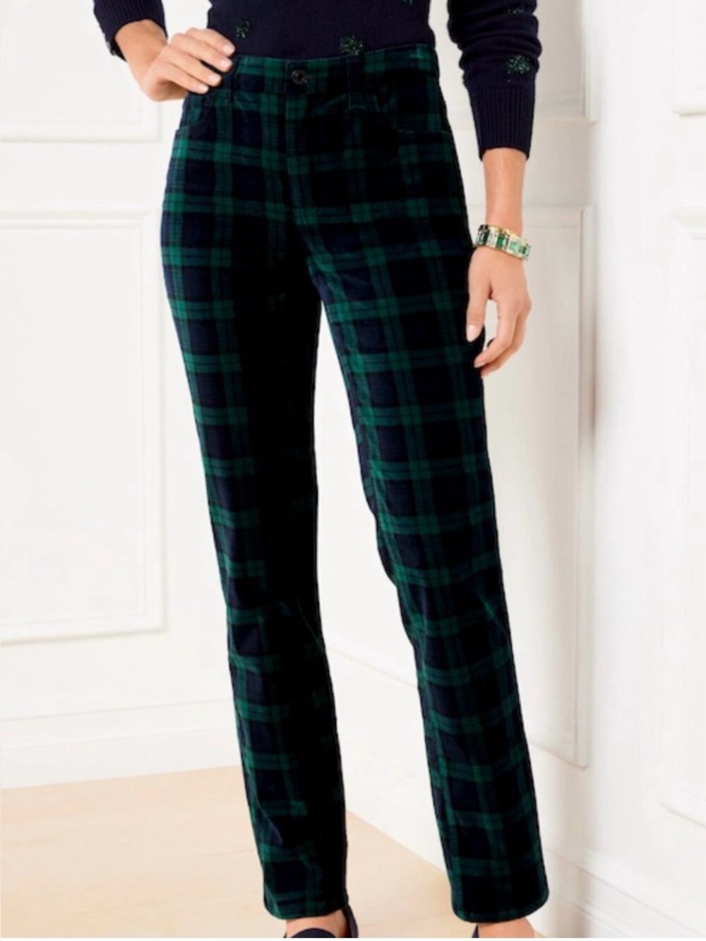 Tommy Hilfiger Women’s Green Navy Black Watch Plaid Pants Size 14